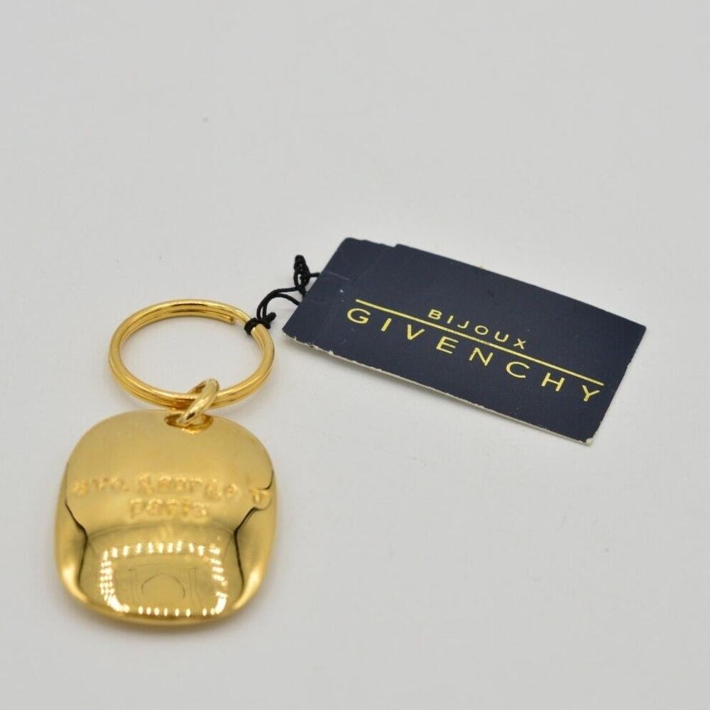 Givenchy Vintage Key Ring Key Fob Keychain Gold Logo 4G Ave. George V Paris 80s
